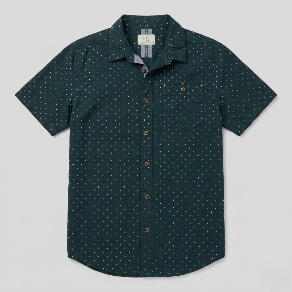 Men's Level Ten Button Up Shirt Green Casual Summer Size S